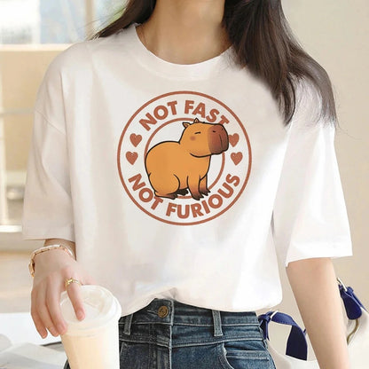 Cute Capybara Clothing Women Vintage Cartoon T-Shirt - The Number 1 Things