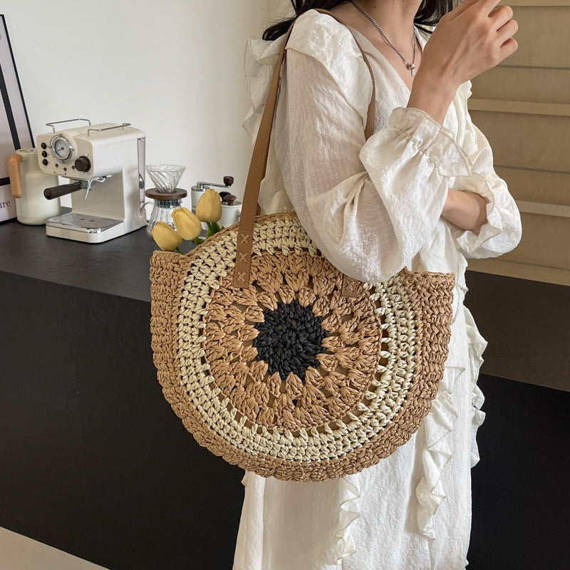 Color Crochet Round One Shoulder Straw Bag - The Number 1 Things
