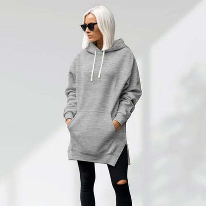 Solid Color Hooded Split Shoulder Sleeve Brushed Hoody - The Number 1 Things