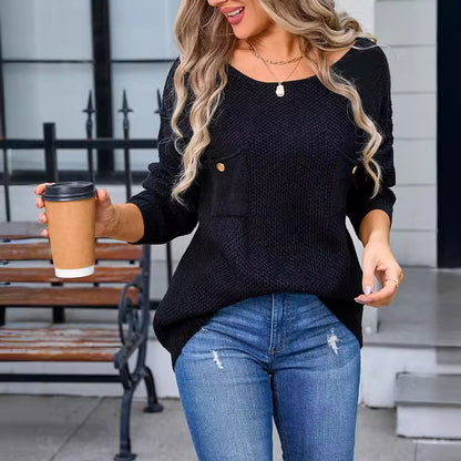 Autumn And Winter New Women's Pullover Pocket Sweater Base - The Number 1 Things