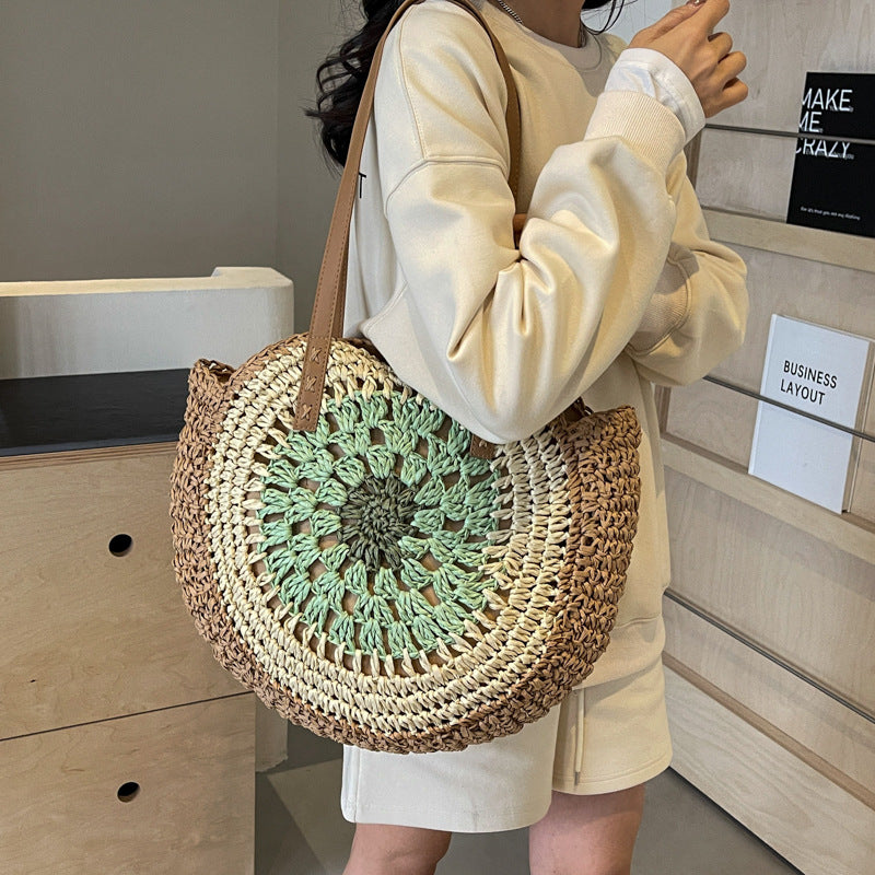 Color Crochet Round One Shoulder Straw Bag - The Number 1 Things