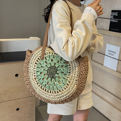 Color Crochet Round One Shoulder Straw Bag - The Number 1 Things