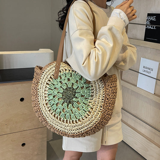 Color Crochet Round One Shoulder Straw Bag - The Number 1 Things