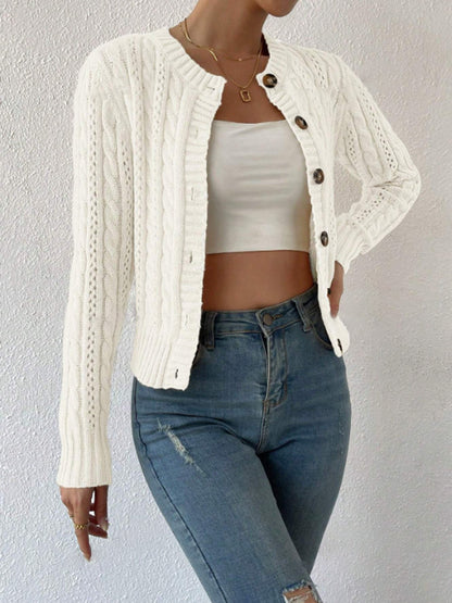 Sweater Women's Cardigan Round Neck Twist Long Sleeve Coat