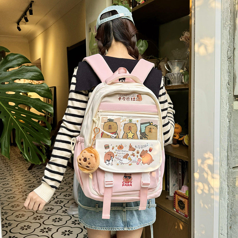 Capabala Schoolbag Cute Capybara Primary School Large Capacity