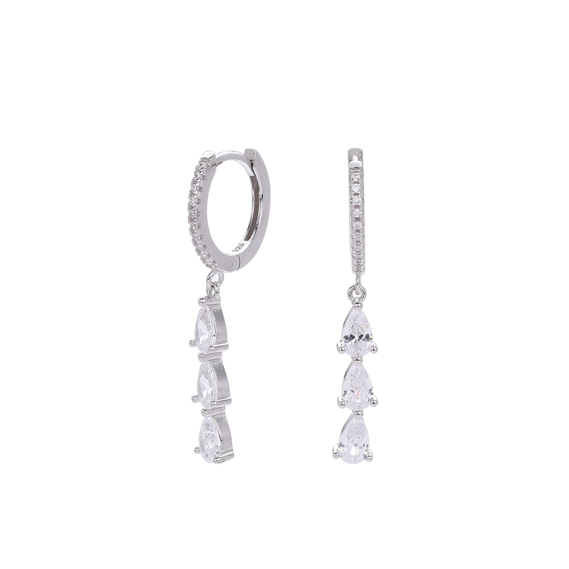 S925 Sterling Silver Inlaid Zircon Water Drop Ring Shaped Earrings - The Number 1 Things