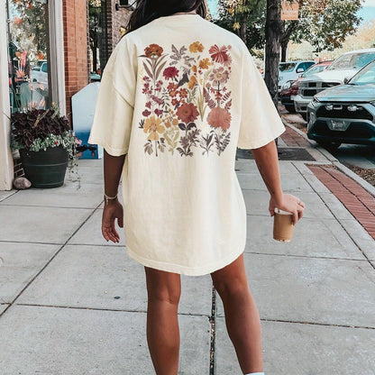 Floral Print Crew Neck Tee Dress Casual Short Sleeve Dress - The Number 1 Things