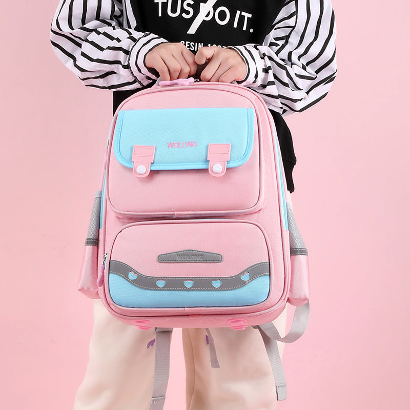 Burden-reducing Spine Protection Fashion Color Contrast Schoolbag - The Number 1 Things