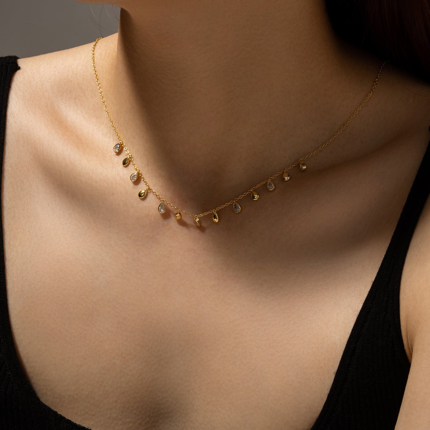 S925 Sterling Silver Pear-shaped Zircon Hanging Scarf Long Necklace - The Number 1 Things