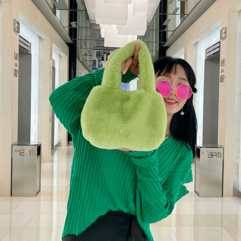 Furry Cute Artificial Fur Rex Rabbit Mink Plush Hand Bag - The Number 1 Things