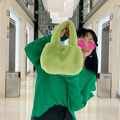 Furry Cute Artificial Fur Rex Rabbit Mink Plush Hand Bag - The Number 1 Things