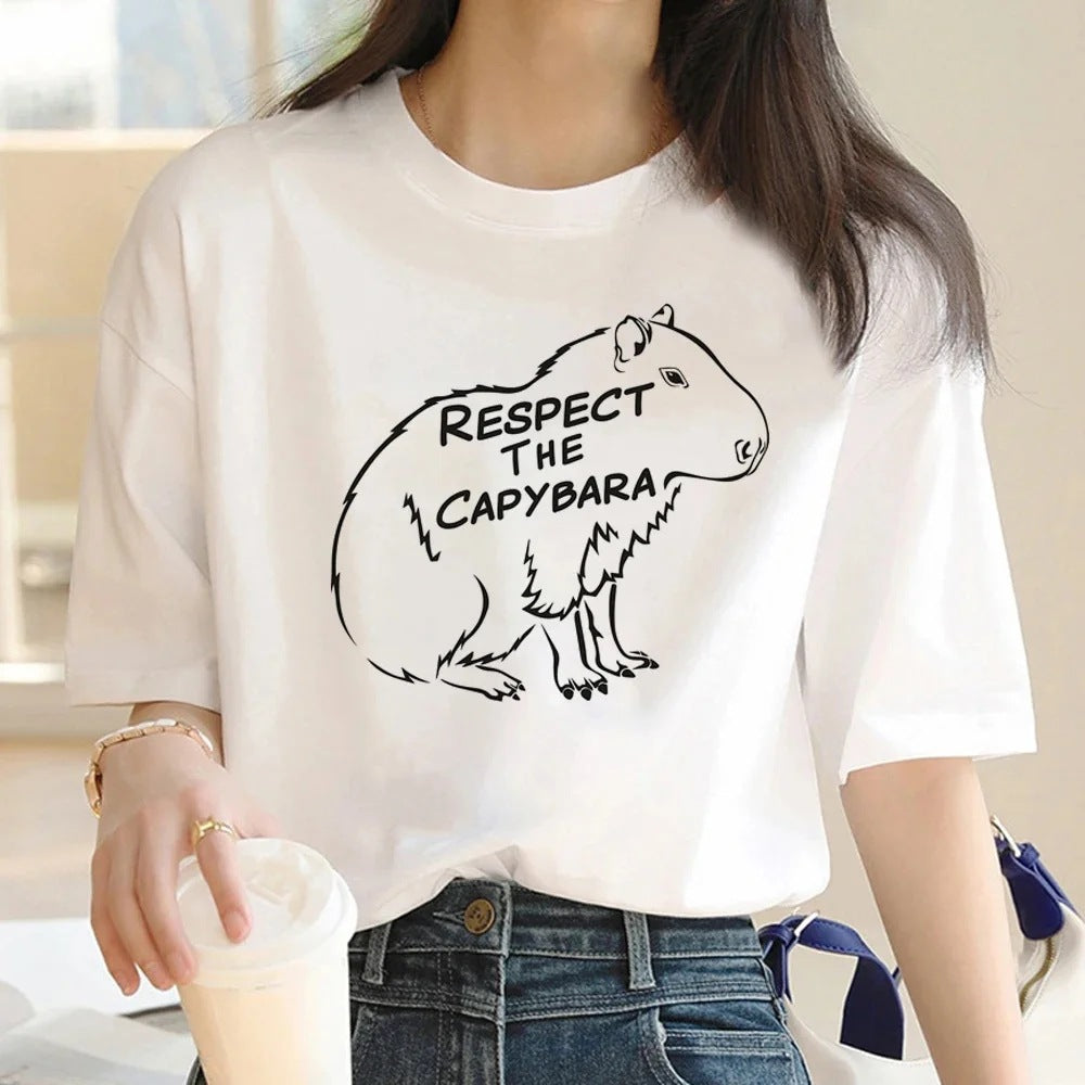 Cute Capybara Clothing Women Vintage Cartoon T-Shirt - The Number 1 Things