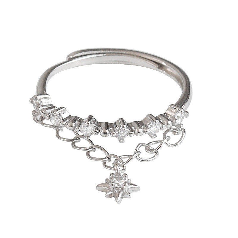 925 Silver Meteor Double Layer Chain Ring Women's Light Luxury - The Number 1 Things