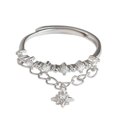 925 Silver Meteor Double Layer Chain Ring Women's Light Luxury - The Number 1 Things