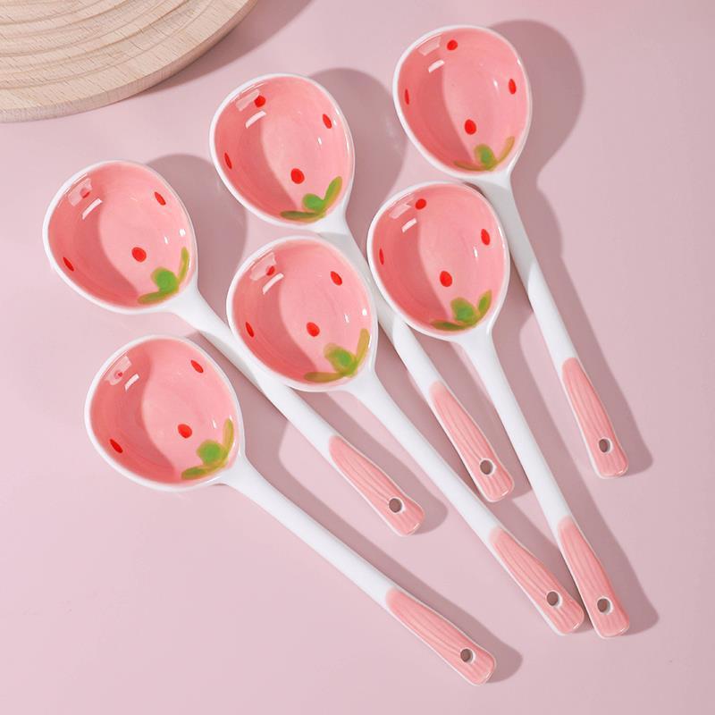 Ceramic Long Handle Good-looking Strawberry Spoon