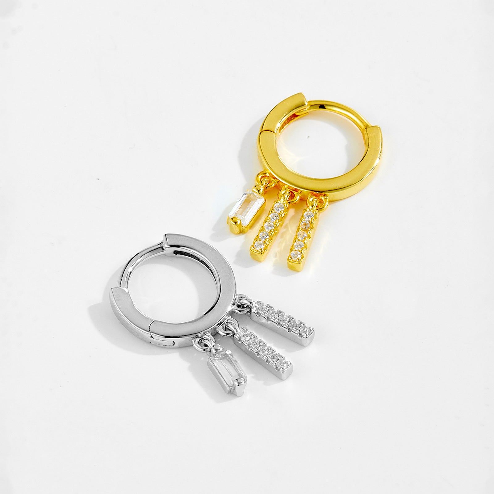 S925 Pure Square Zircon Pendant Ear Ring-shaped Earrings For Women - The Number 1 Things