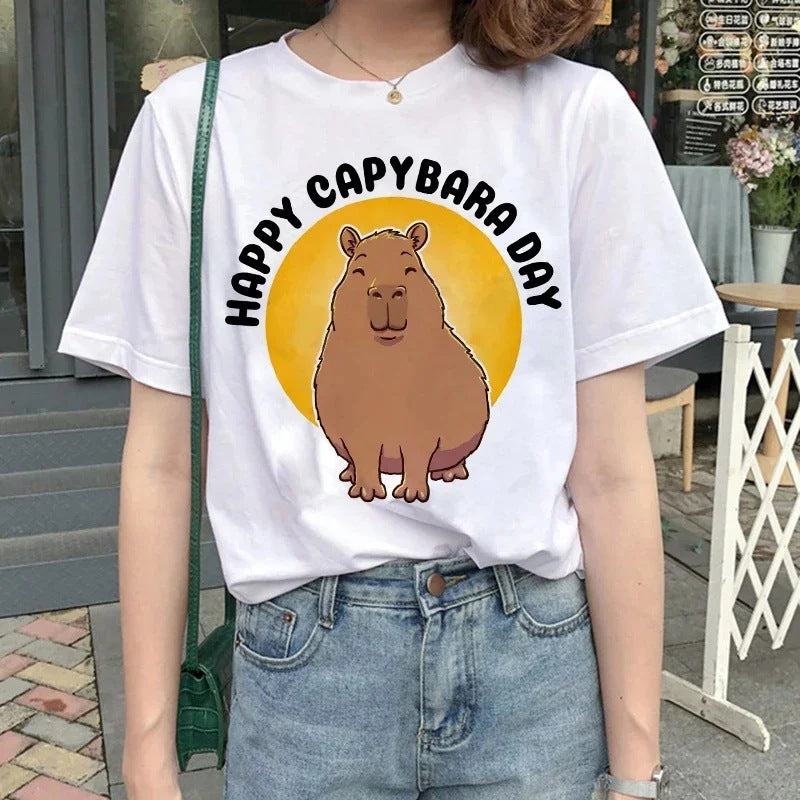 Cute Capybara Clothing Women Vintage Cartoon T-Shirt - The Number 1 Things