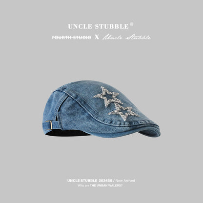 Denim Blue XINGX Women's Retro Washed Peaked Cap
