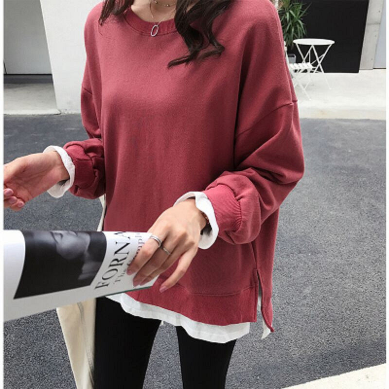 Gray With Slit Sweater Versatile Mid-length Two-piece Casual Top - The Number 1 Things