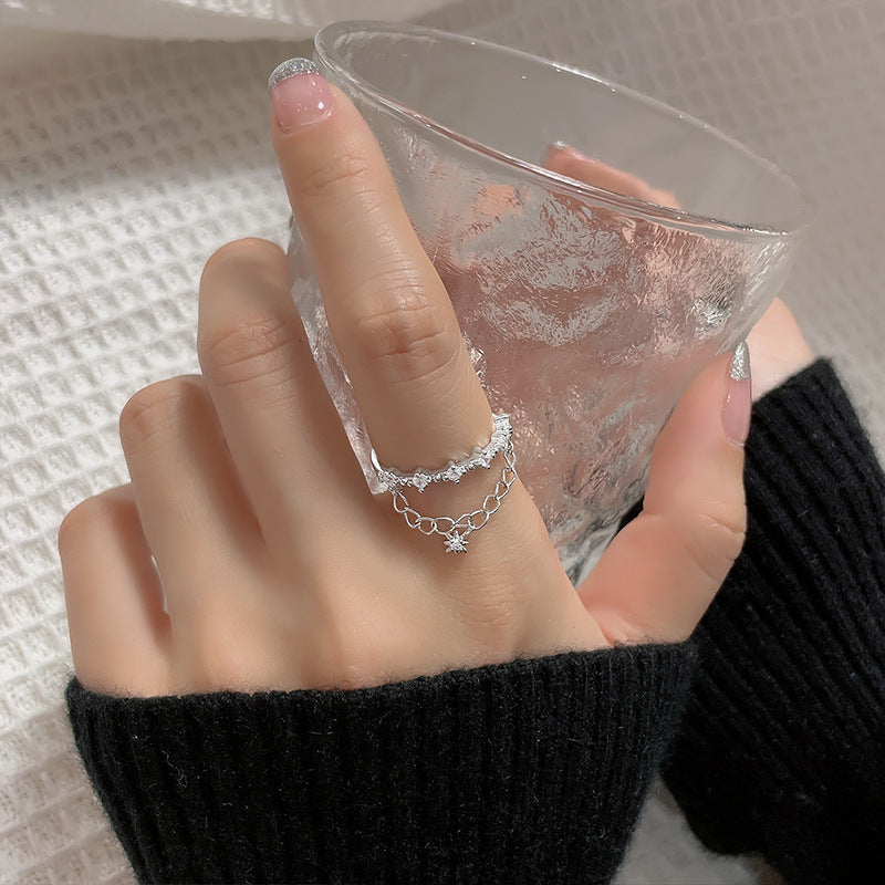 925 Silver Meteor Double Layer Chain Ring Women's Light Luxury - The Number 1 Things