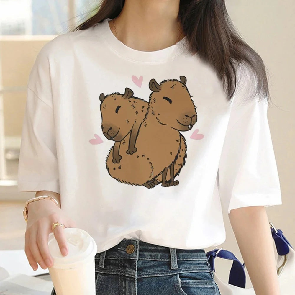 Cute Capybara Clothing Women Vintage Cartoon T-Shirt - The Number 1 Things