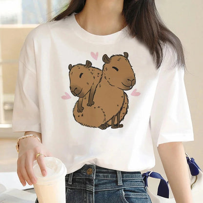 Cute Capybara Clothing Women Vintage Cartoon T-Shirt - The Number 1 Things