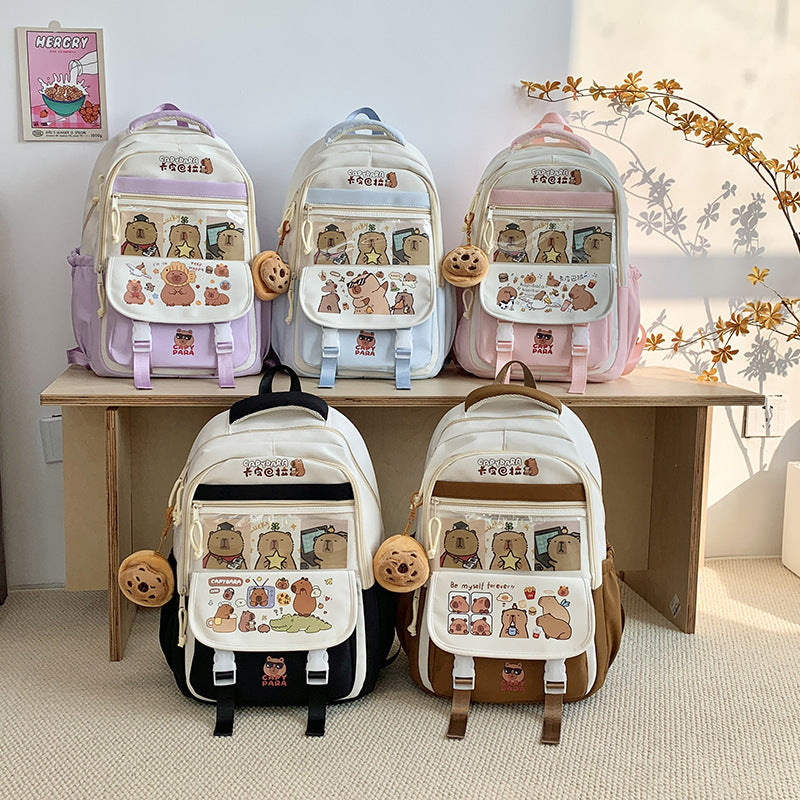 Capabala Schoolbag Cute Capybara Primary School Large Capacity
