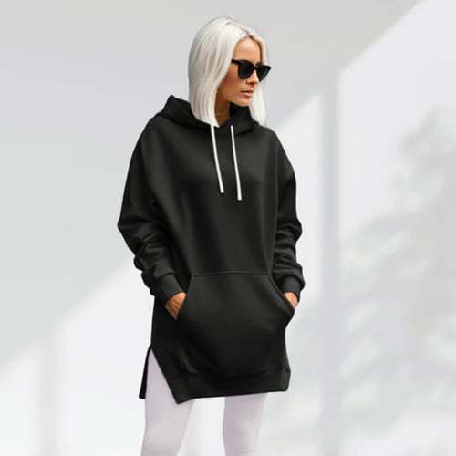 Solid Color Hooded Split Shoulder Sleeve Brushed Hoody - The Number 1 Things