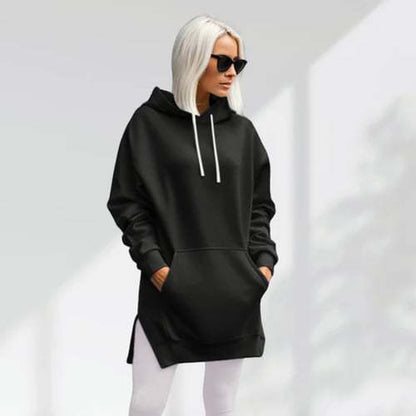 Solid Color Hooded Split Shoulder Sleeve Brushed Hoody - The Number 1 Things