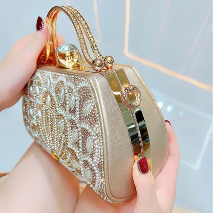 Women's Portable Solid Color Creative Rhinestone Handbag - The Number 1 Things