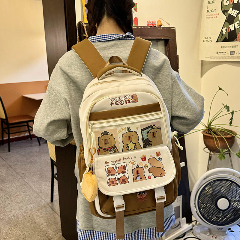 Capabala Schoolbag Cute Capybara Primary School Large Capacity
