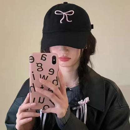 Ins Korean Style Baseball Cap Girl Bow Sweet