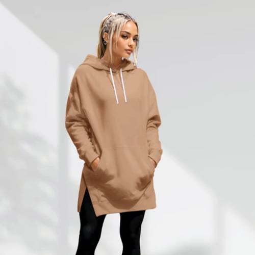 Solid Color Hooded Split Shoulder Sleeve Brushed Hoody - The Number 1 Things