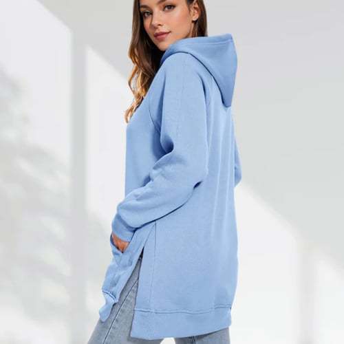 Solid Color Hooded Split Shoulder Sleeve Brushed Hoody - The Number 1 Things