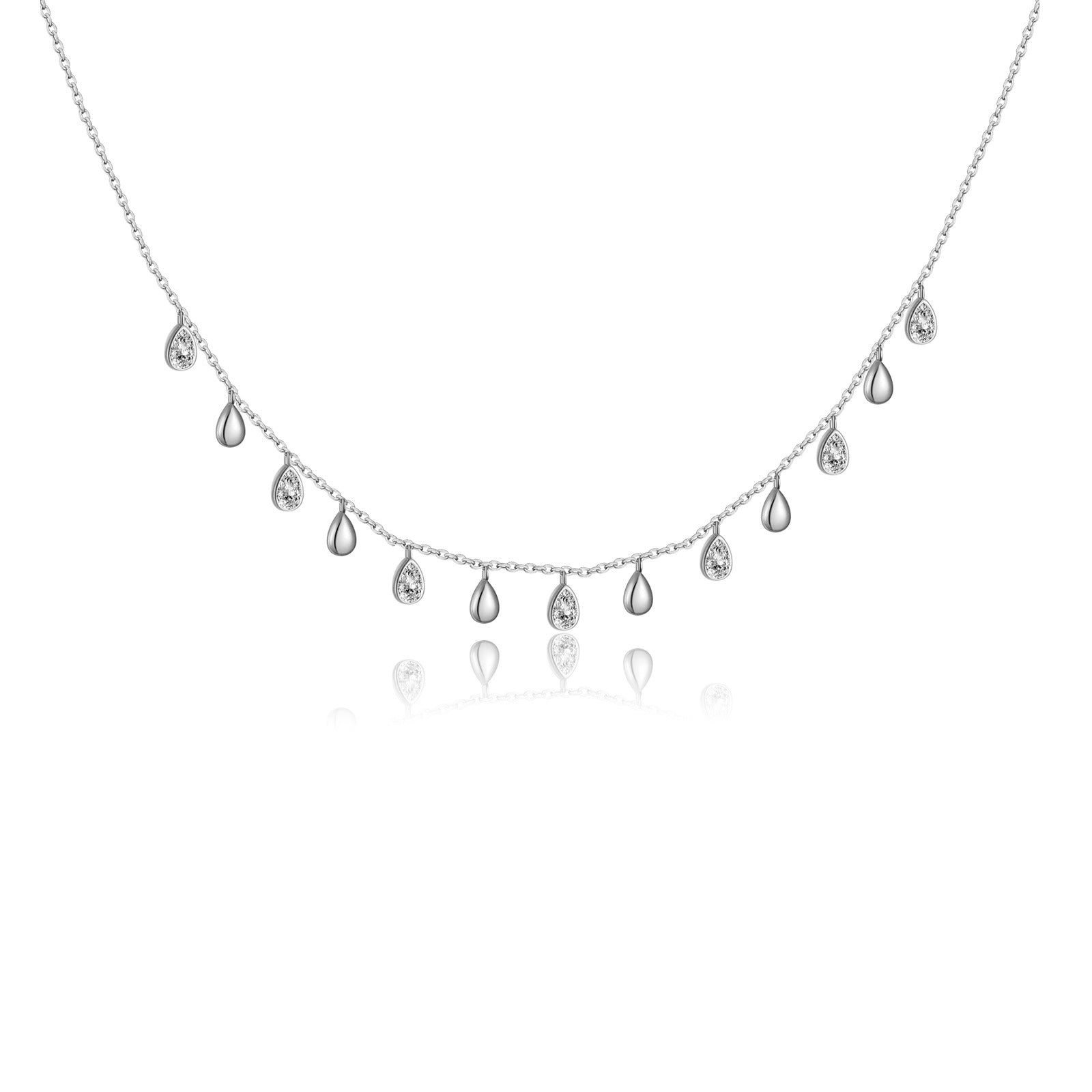 S925 Sterling Silver Pear-shaped Zircon Hanging Scarf Long Necklace - The Number 1 Things