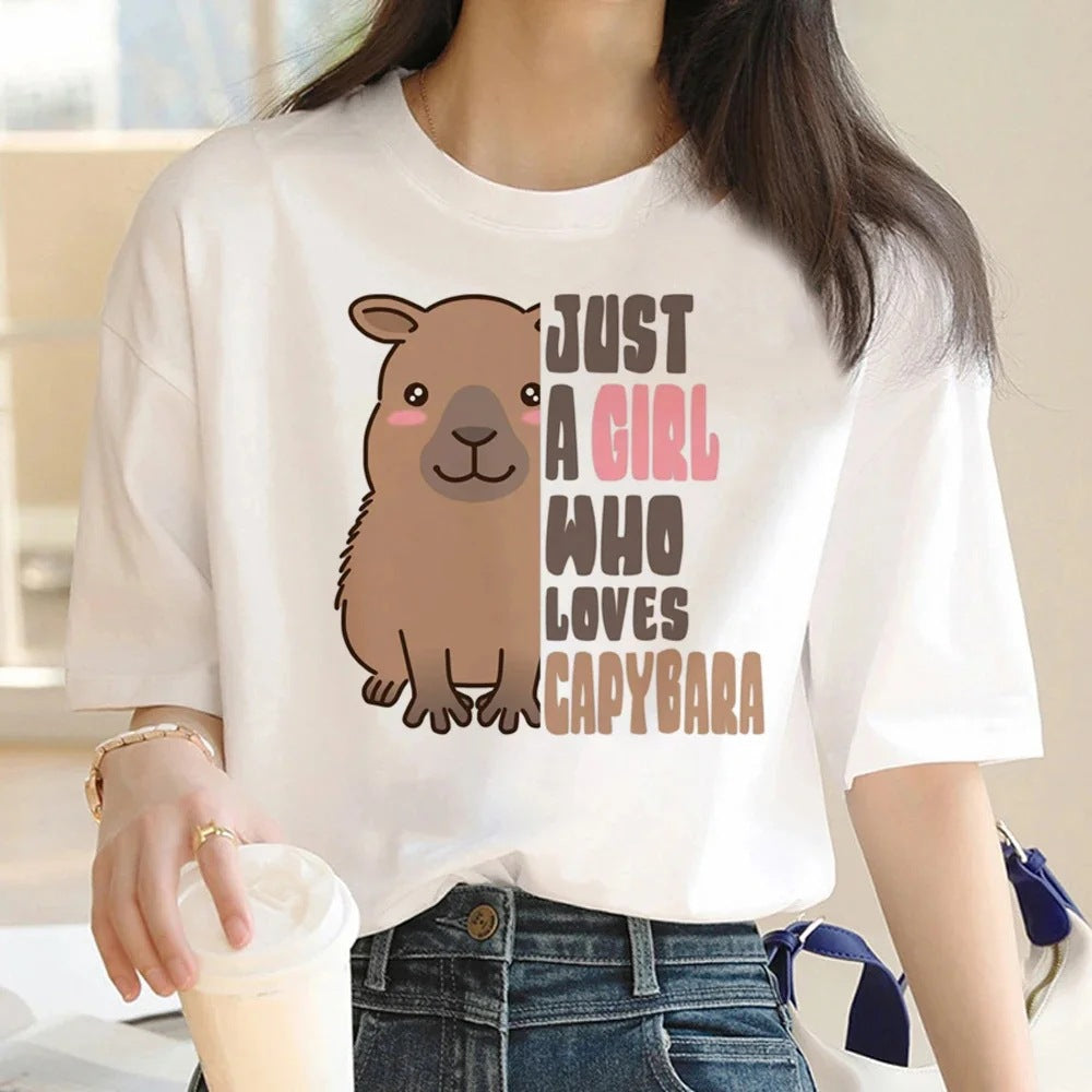 Cute Capybara Clothing Women Vintage Cartoon T-Shirt - The Number 1 Things