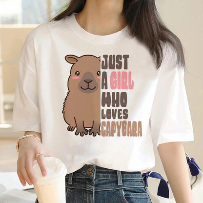 Cute Capybara Clothing Women Vintage Cartoon T-Shirt - The Number 1 Things