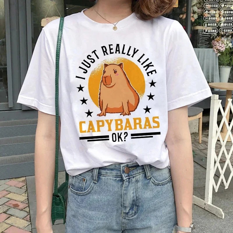 Cute Capybara Clothing Women Vintage Cartoon T-Shirt - The Number 1 Things