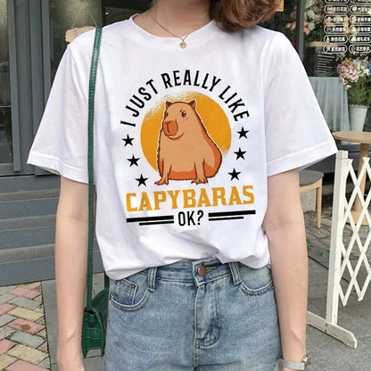 Cute Capybara Clothing Women Vintage Cartoon T-Shirt - The Number 1 Things