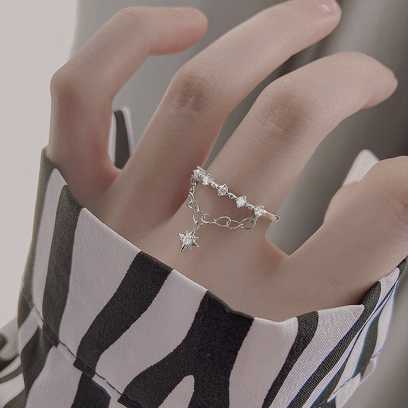 925 Silver Meteor Double Layer Chain Ring Women's Light Luxury - The Number 1 Things