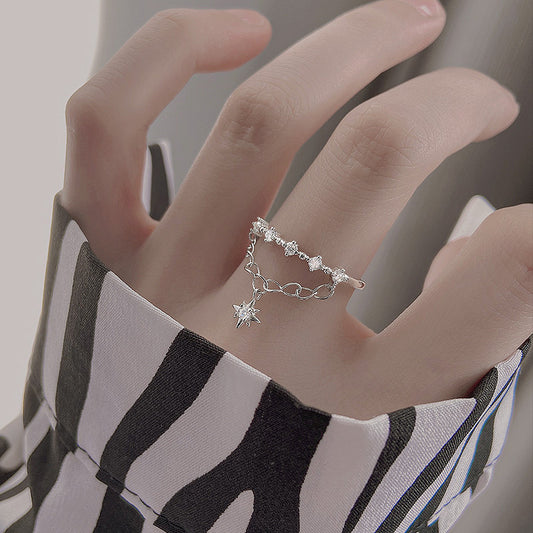 925 Silver Meteor Double Layer Chain Ring Women's Light Luxury - The Number 1 Things
