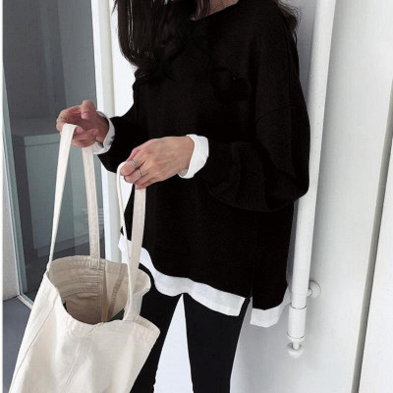 Gray With Slit Sweater Versatile Mid-length Two-piece Casual Top - The Number 1 Things