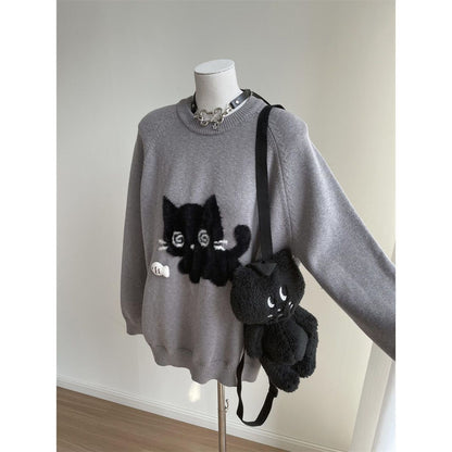 New Cute Black Cat Brocade Sweater Women - The Number 1 Things