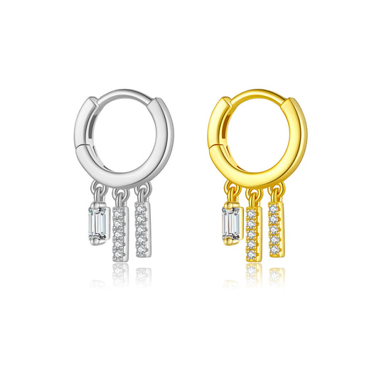 S925 Pure Square Zircon Pendant Ear Ring-shaped Earrings For Women - The Number 1 Things
