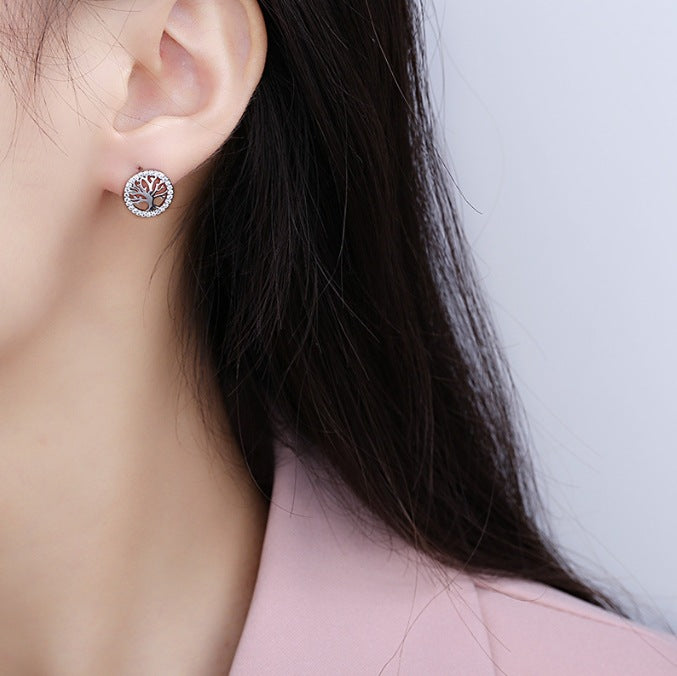 925 Silver Round Silver Tree Zircon Earrings Elegant Earrings For Women - The Number 1 Things