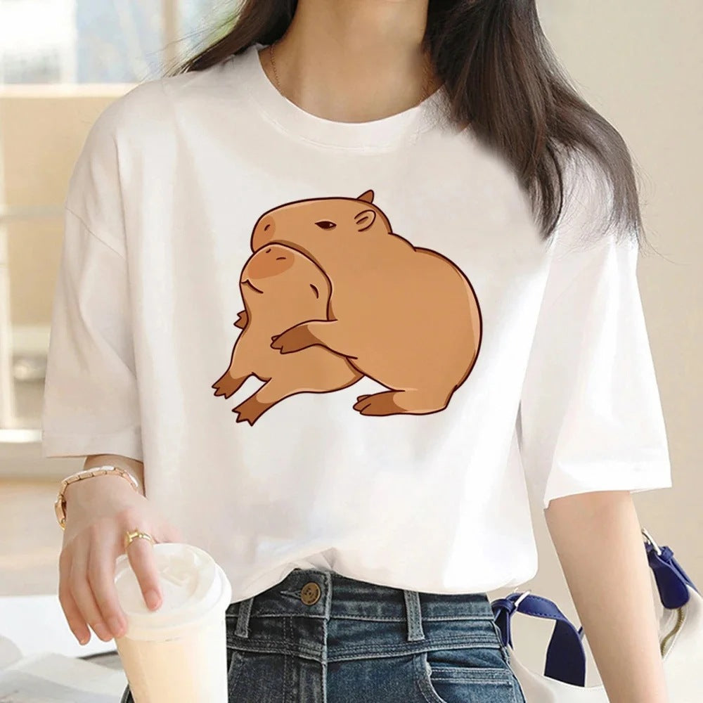 Cute Capybara Clothing Women Vintage Cartoon T-Shirt - The Number 1 Things