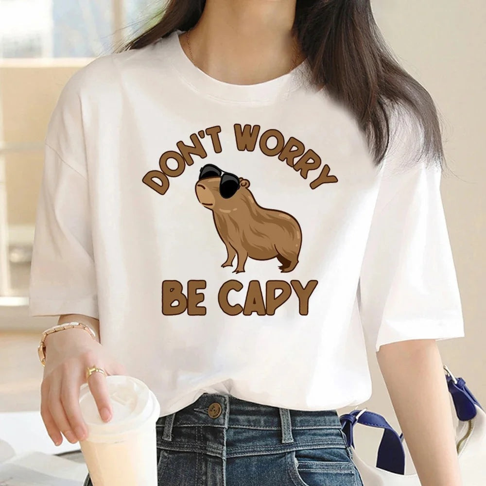 Cute Capybara Clothing Women Vintage Cartoon T-Shirt - The Number 1 Things