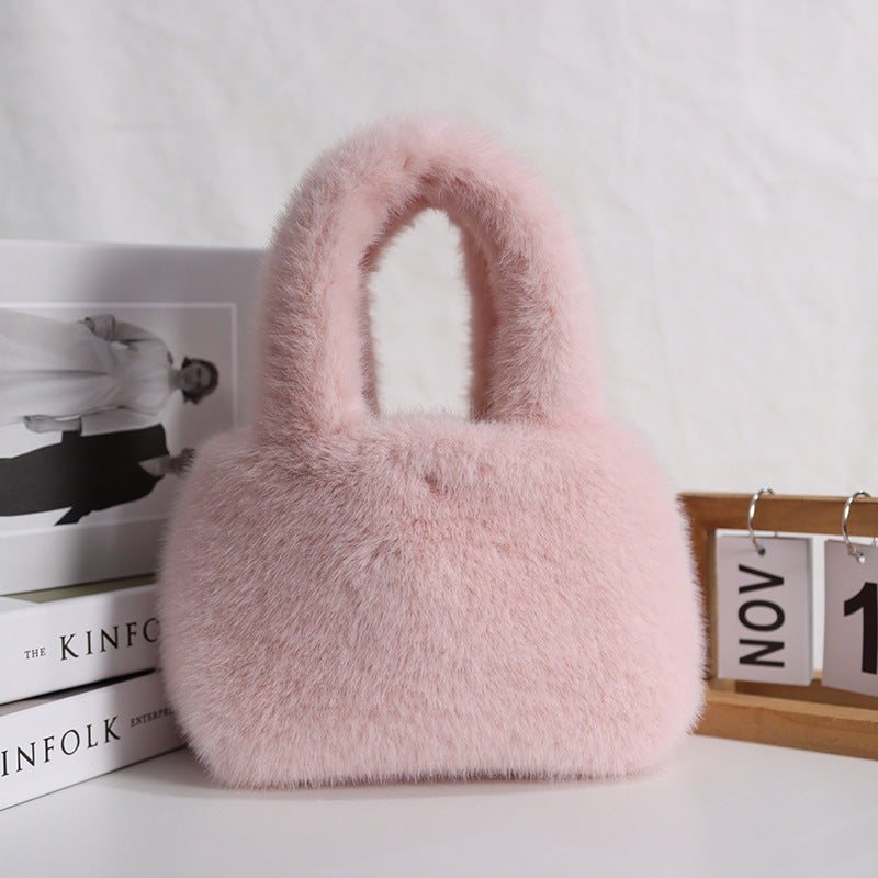 Furry Cute Artificial Fur Rex Rabbit Mink Plush Hand Bag - The Number 1 Things