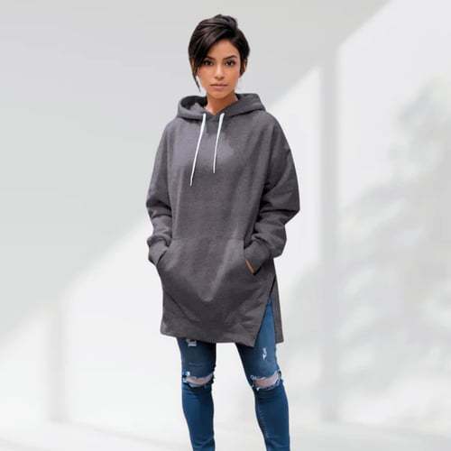 Solid Color Hooded Split Shoulder Sleeve Brushed Hoody - The Number 1 Things
