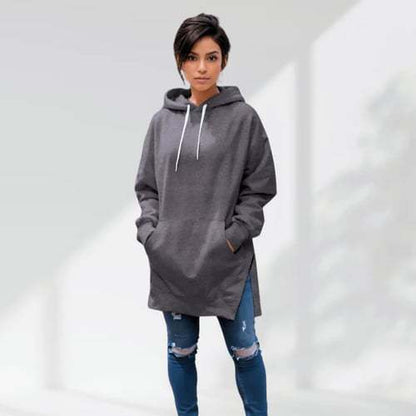 Solid Color Hooded Split Shoulder Sleeve Brushed Hoody - The Number 1 Things